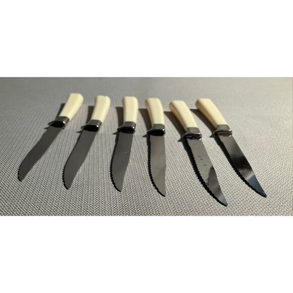 Regent Sheffield Stainless Cutlery Set of 6 Steak Knives England Vintage MCM - Picture 3 of 5